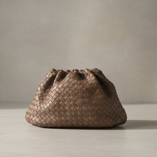Vintage Bottega Veneta Tan Intrecciato Leather Clutch