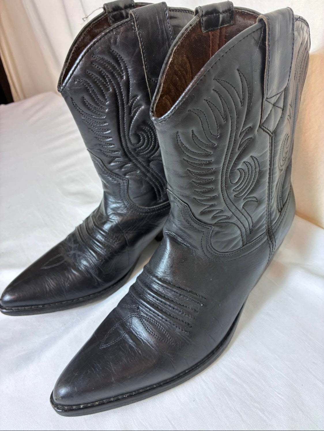 Vintage 90’s Guess by Georges Marciano Black Leather Western Boots - size 8/7.5