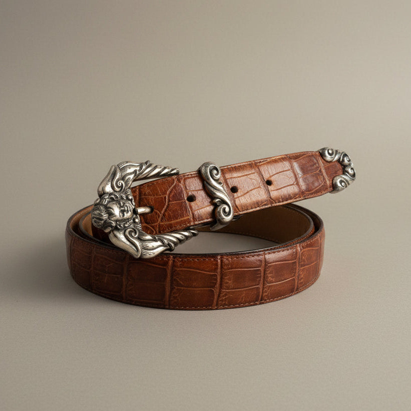 Brighton Brown Leather Belt with Cherub Buckle