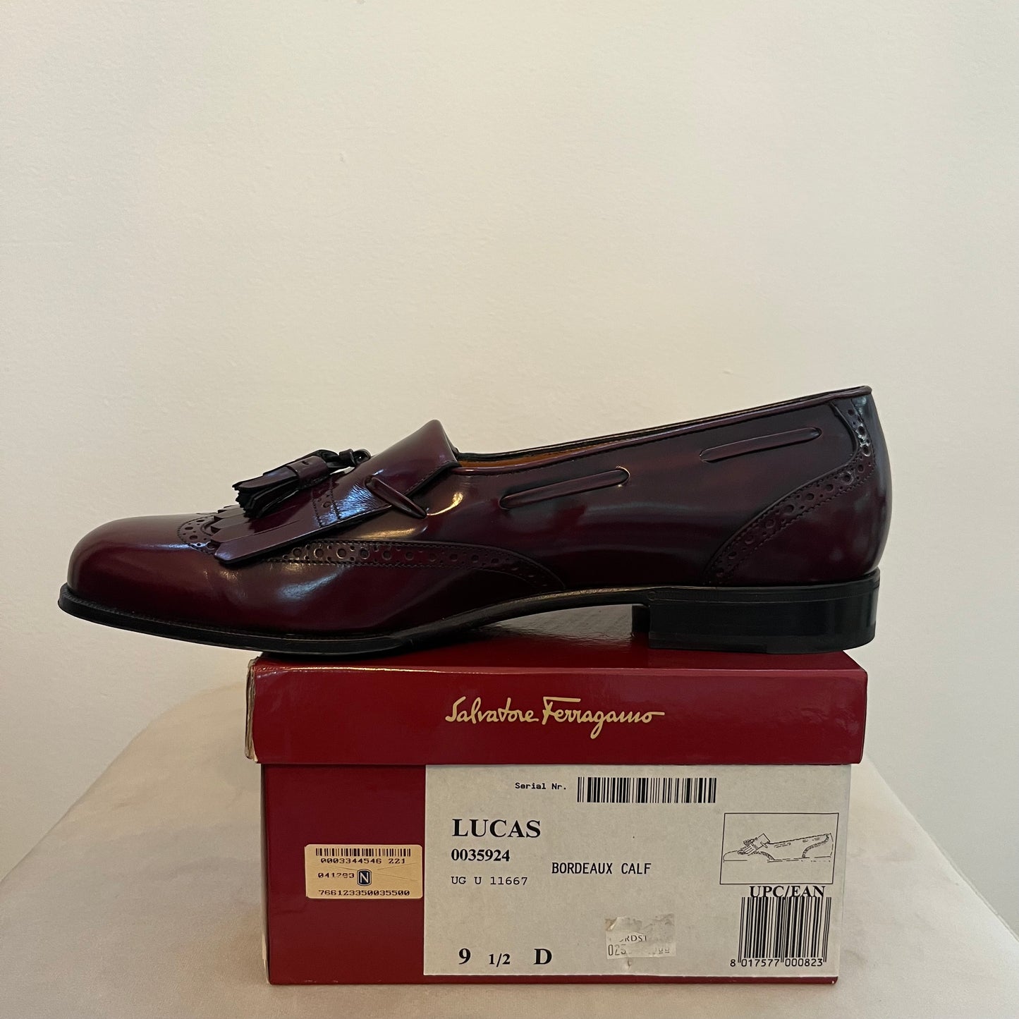 Salvatore Ferragamo Men’s Burgundy Leather Lucas Loafers - Size 9.5 - Never Worn | New in Box