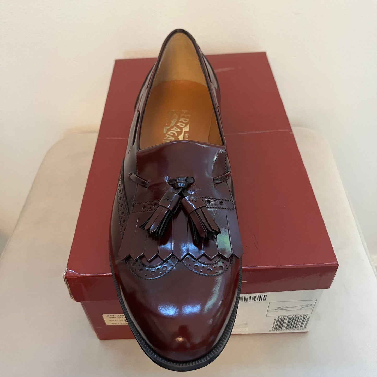 Salvatore Ferragamo Men’s Burgundy Leather Lucas Loafers - Size 9.5 - Never Worn | New in Box