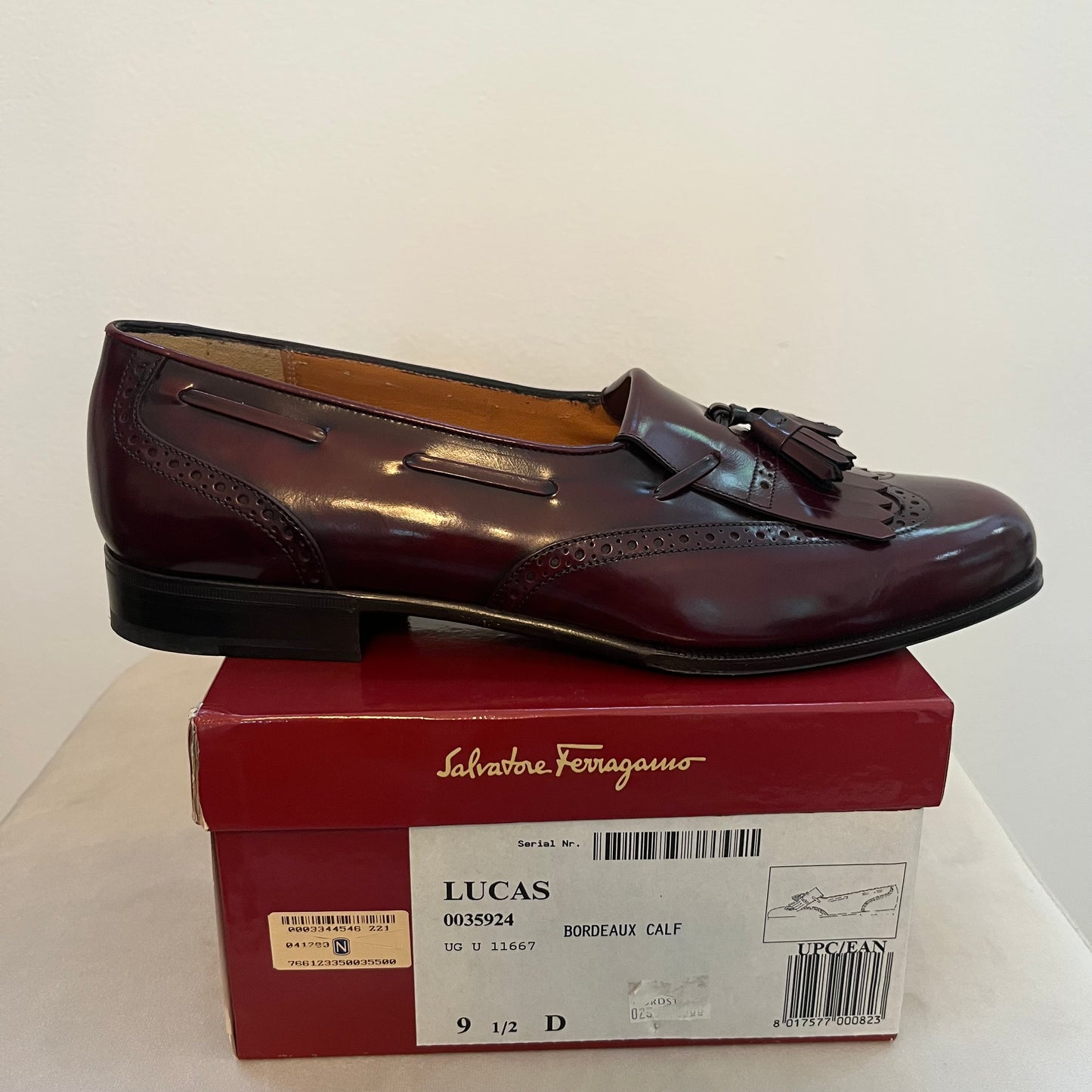 Salvatore Ferragamo Men’s Burgundy Leather Lucas Loafers - Size 9.5 - Never Worn | New in Box