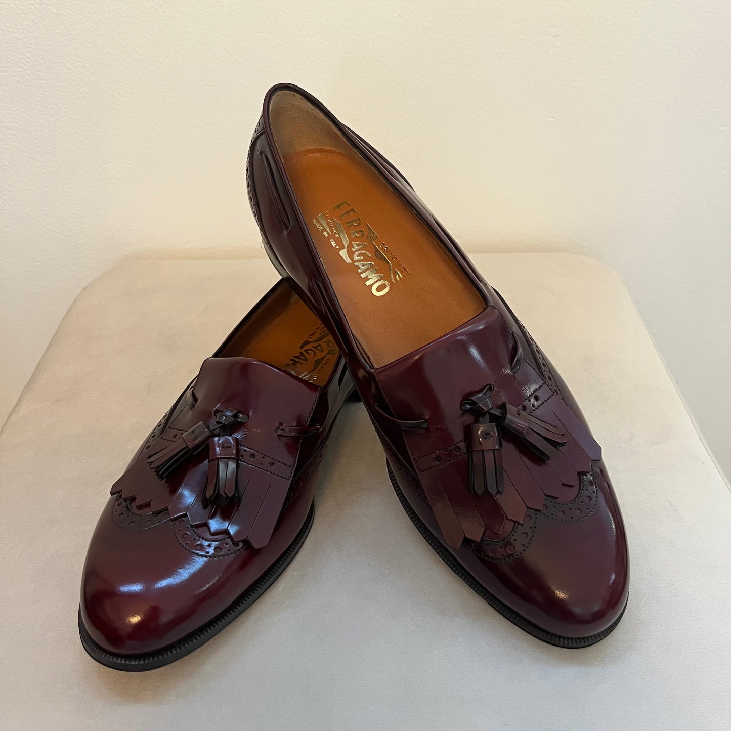 Salvatore Ferragamo Men’s Burgundy Leather Lucas Loafers - Size 9.5 - Never Worn | New in Box