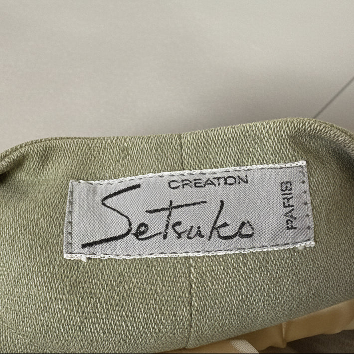 Vintage 1980s Setsuko Cotton Asymmetrical Sage Jacket - Small