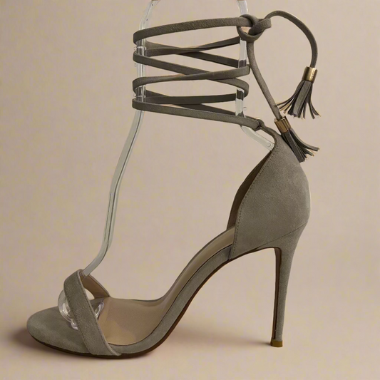 RAYE Light Blue Suede Lace-Up Stiletto Sandals – Size 7 (New Without Box)
