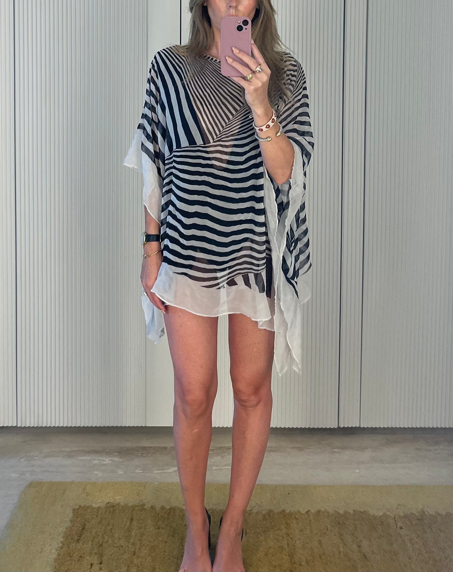 Dolce & Gabbana Black & White Asymmetrical Beach Cover Up - OS