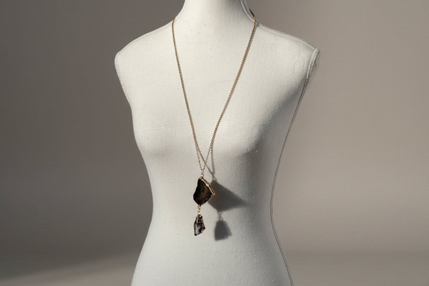 Vintage Agate Ranch + Marfa Long Grey Necklace