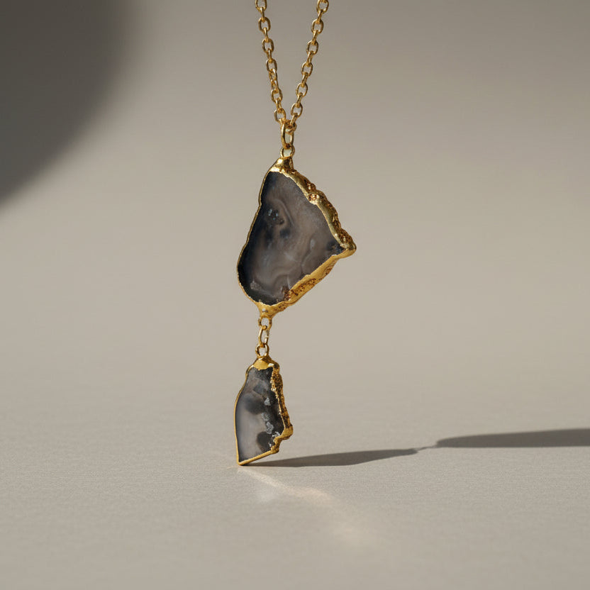 Vintage Agate Ranch + Marfa Long Grey Necklace