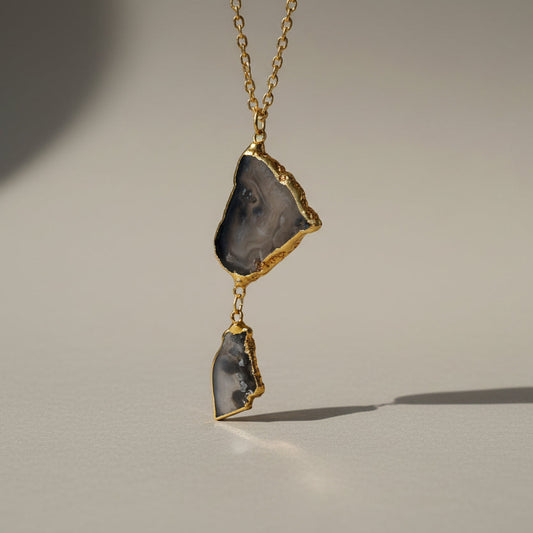 Vintage Agate Ranch + Marfa Long Grey Necklace