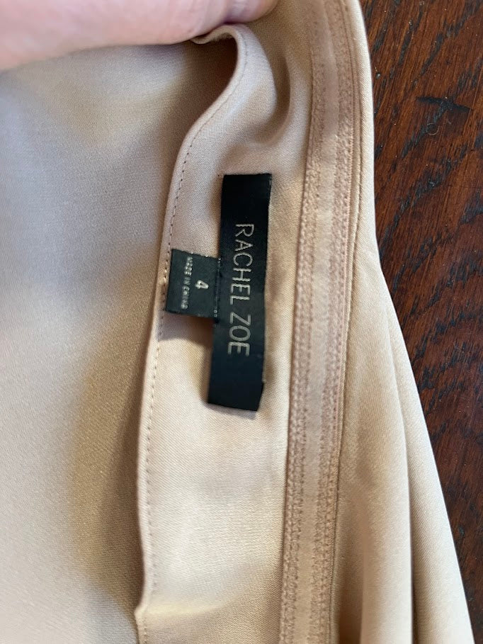 Vintage Rachel Zoe Tan Silk Blend One Shoulder Tunic Dress - Size 4