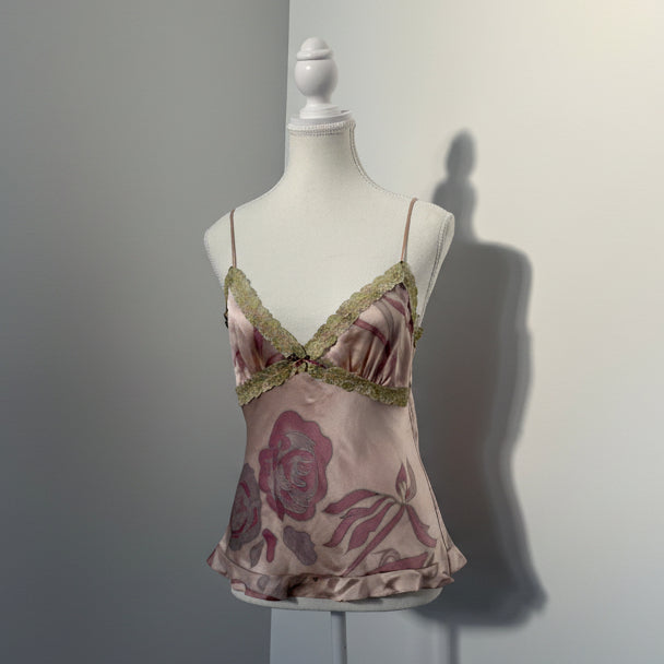 Vintage Purple Paisley Silk Camisole - Size Small