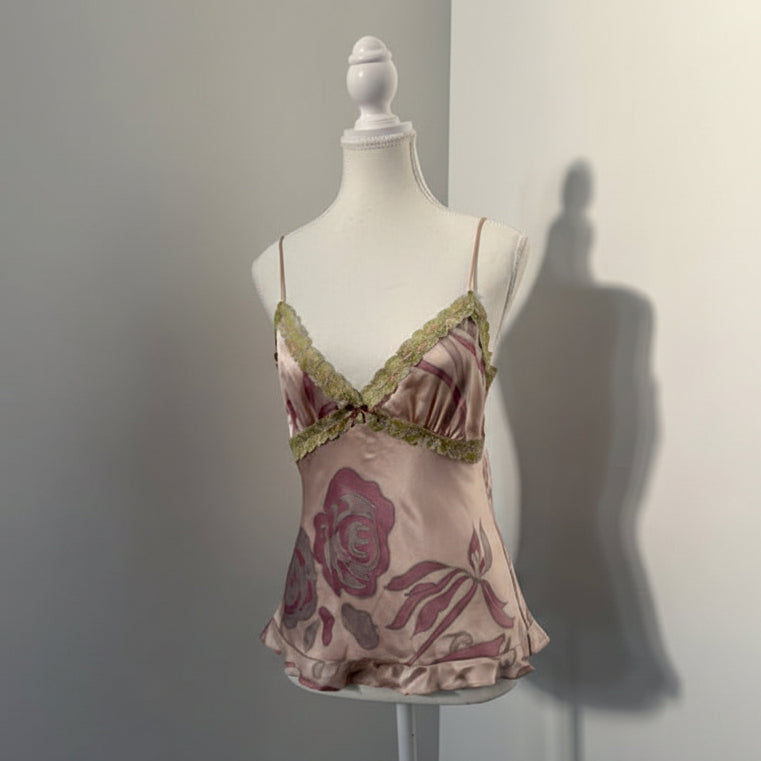 Vintage Purple Paisley Silk Camisole - Size Small