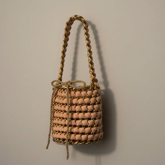 TAMBONITA Pink & Gold Chain Bucket Bag