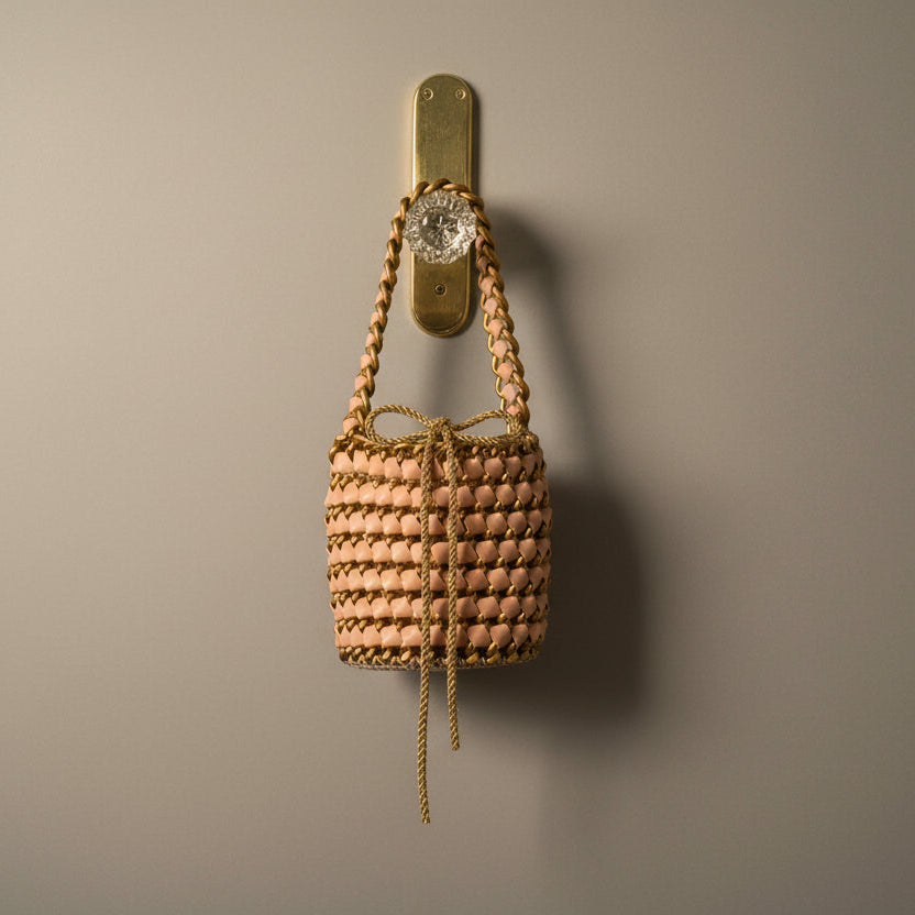 TAMBONITA Pink & Gold Chain Bucket Bag