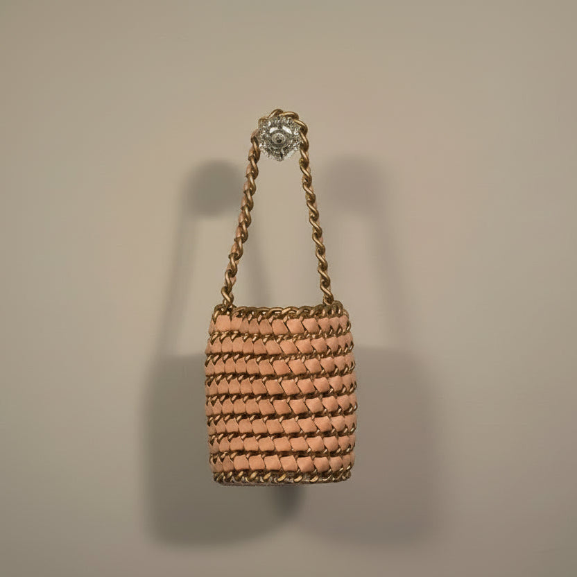 TAMBONITA Pink & Gold Chain Bucket Bag
