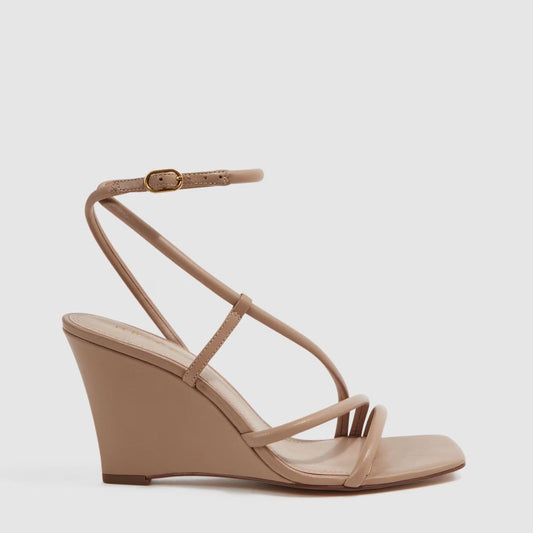 Reiss Cassie Square Toe Wedge Heel Sandals