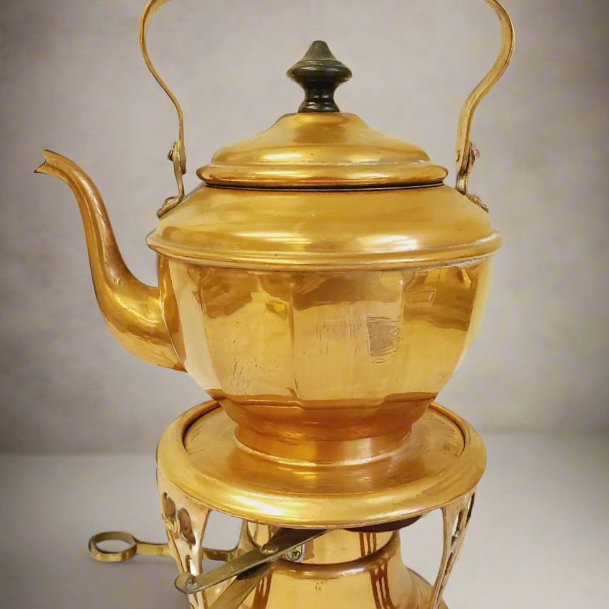 Antique Jos. Heinrichs Paris New York 1904 Pure Copper MAGIC Kettle Coffee Maker with Stand & Burner