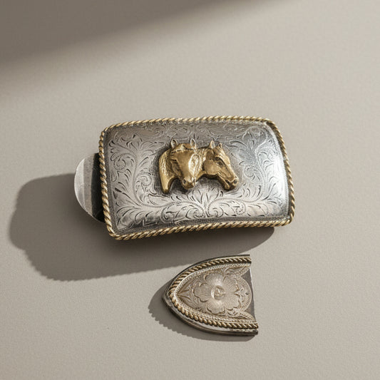 Vintage Ralph Lauren Sterling Silver Horse Head Belt Buckle